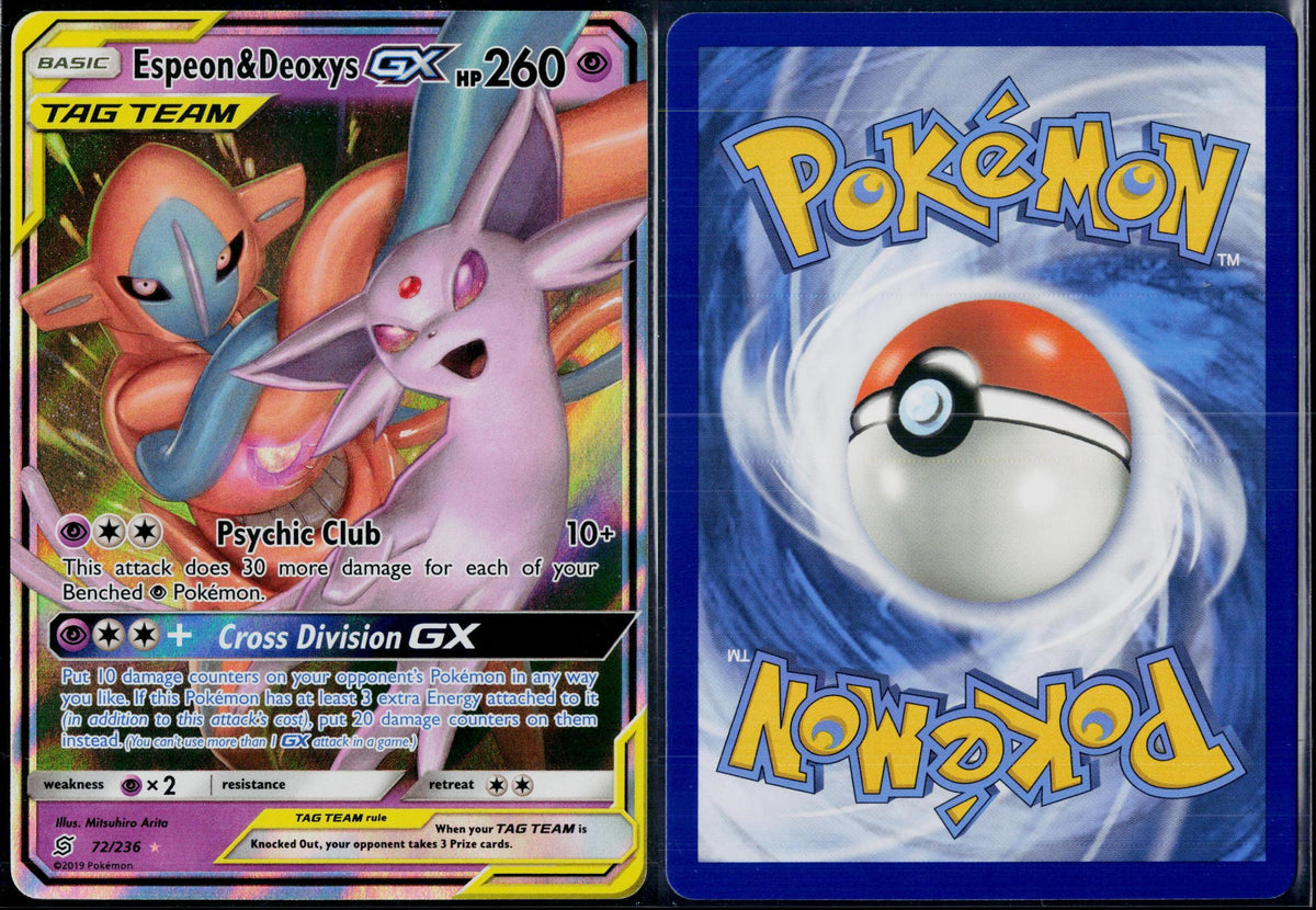 ESPEON & DEOXYS GX 72/236 POKEMON UNIFIED MINDS HOLO GX RARE NM