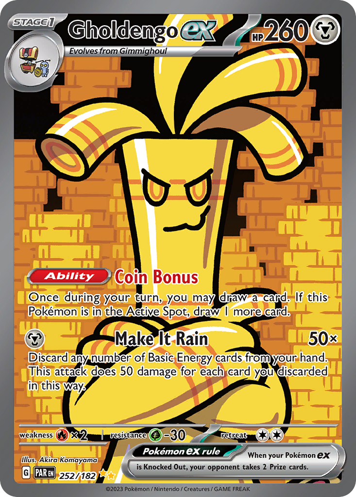 GHOLDENGO EX 252/182 🐬 POKEMON PARADOX RIFT SIR ☀️ HOLO NM/M 🌴