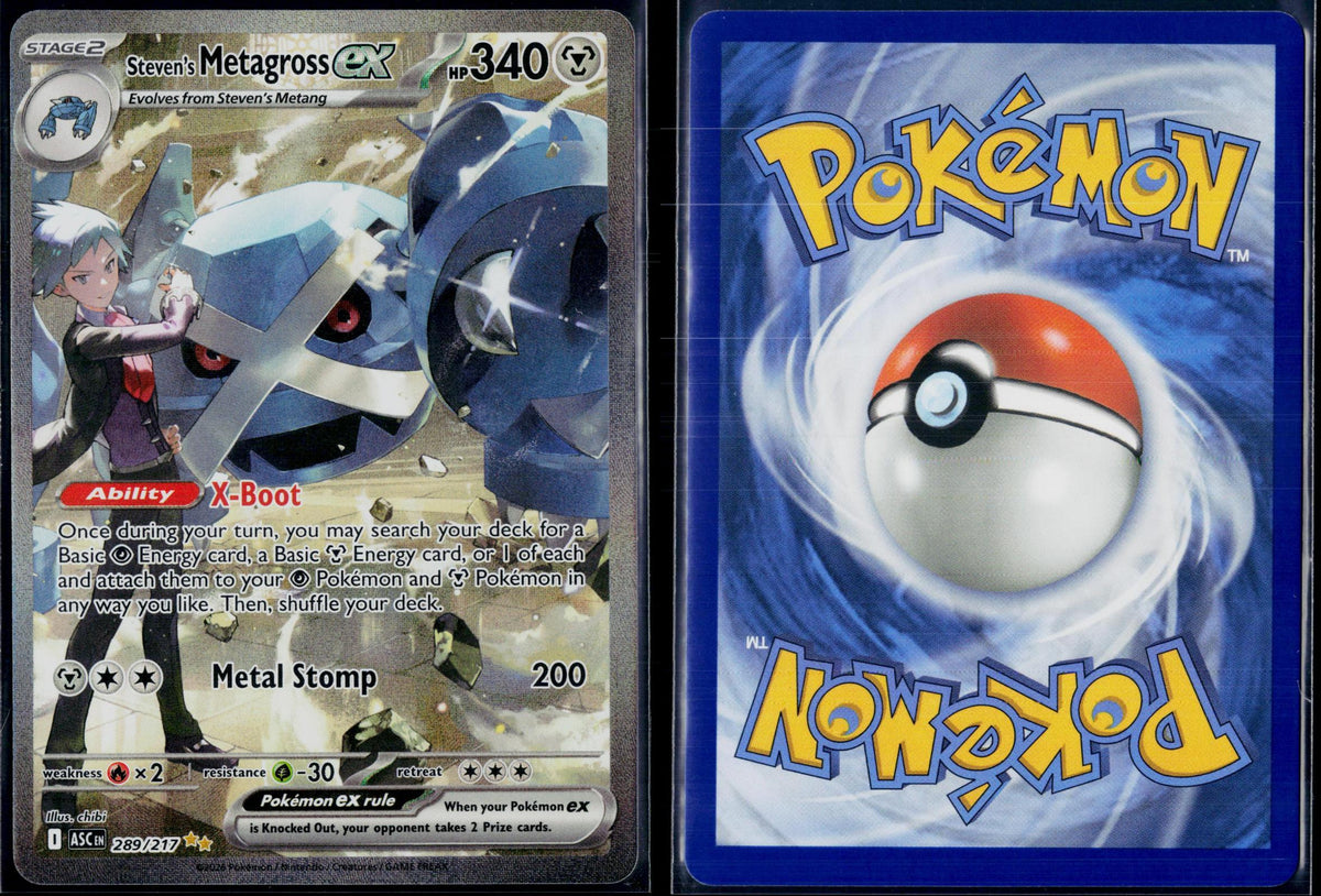 STEVEN'S METAGROSS EX 289/217 POKEMON ASCENDED HEROES HOLO NM