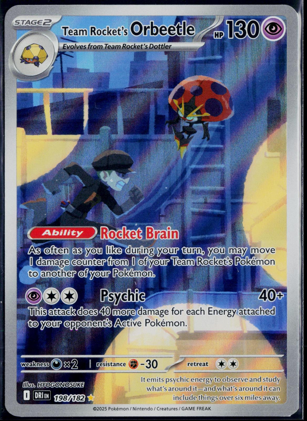 TEAM ROCKET'S ORBEETLE 198/182 POKEMON DESTINED RIVALS ILLUSTRATION RARE NM
