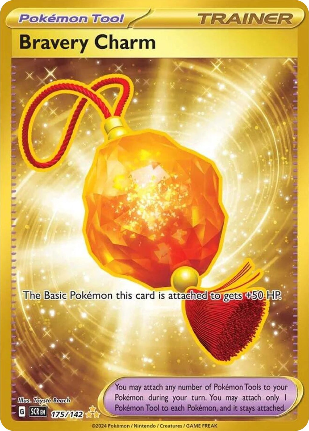 BRAVERY CHARM 175/142 🐬 POKEMON STELLAR CROWN HR ☀️ HOLO NM/M 🌴