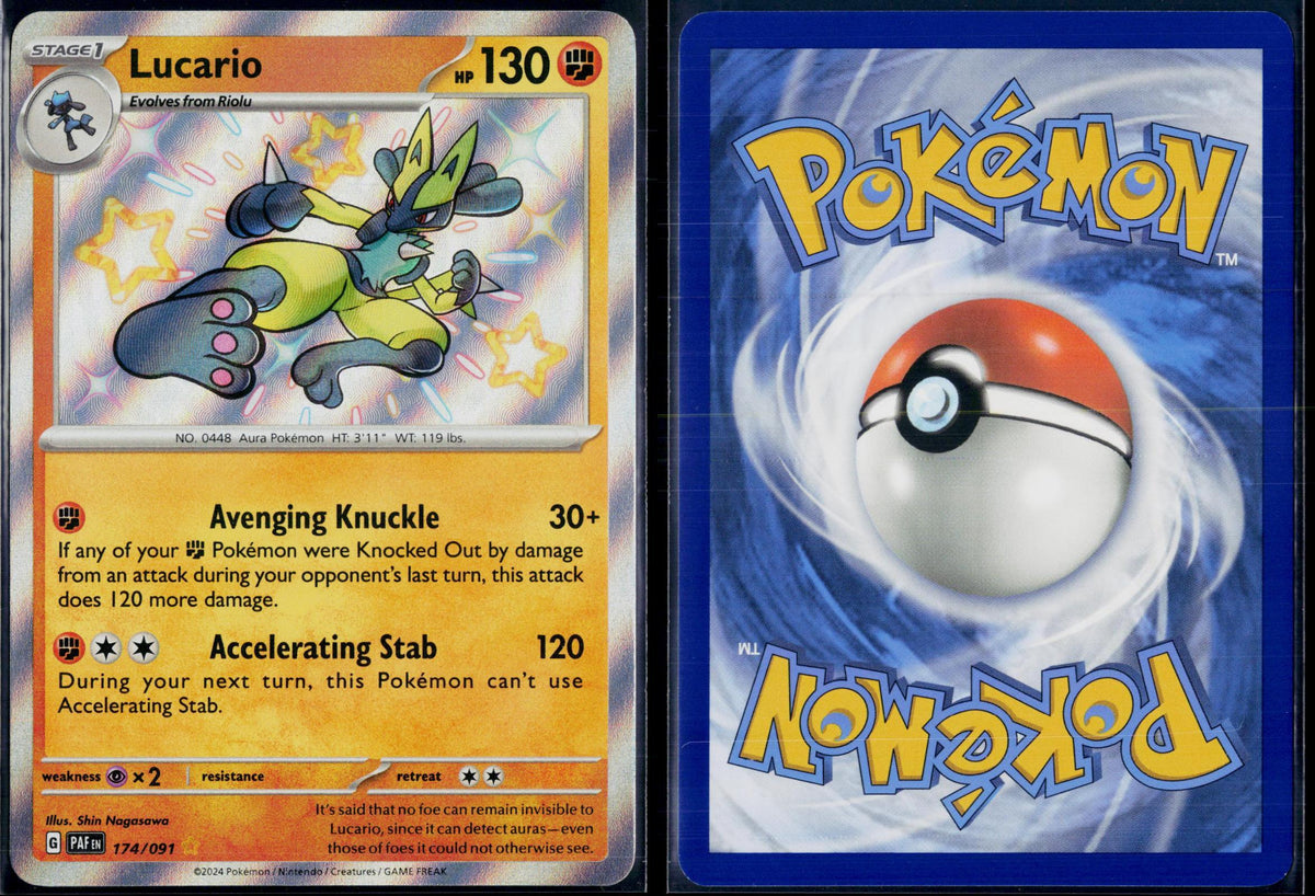LUCARIO 174/091 POKEMON PALDEAN FATES SHINY RARE HOLO NM