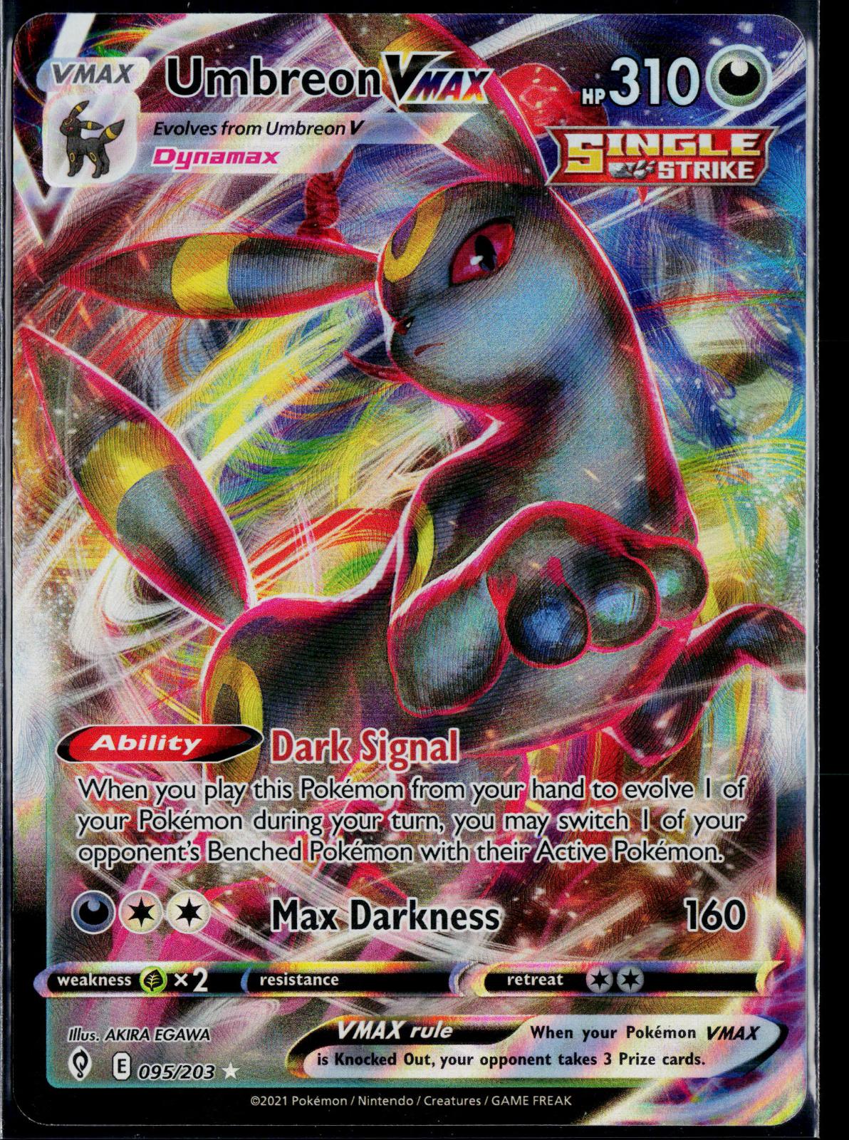 UMBREON VMAX 095/203 POKEMON EVOLVING SKIES HOLO VMAX RARE NM
