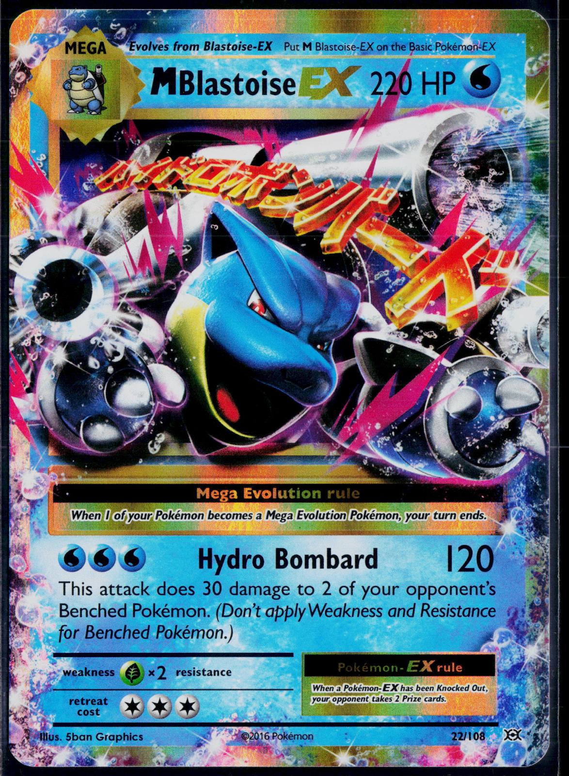 M BLASTOISE EX 22/108 POKEMON EVOLUTIONS HOLO EX RARE NM