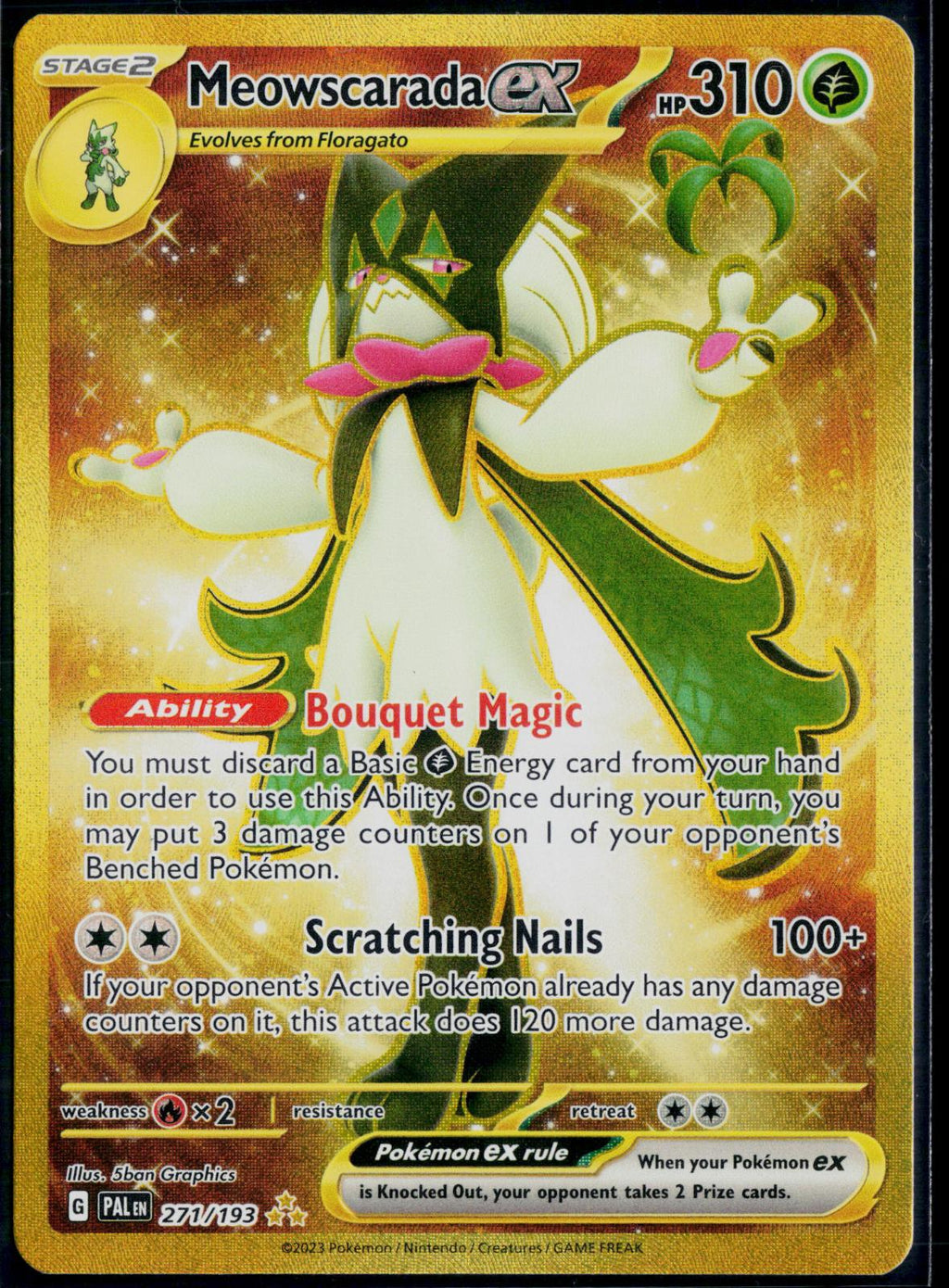 MEOWSCARADA EX 271/193 POKEMON PALDEA EVOLVED HYPER RARE NM