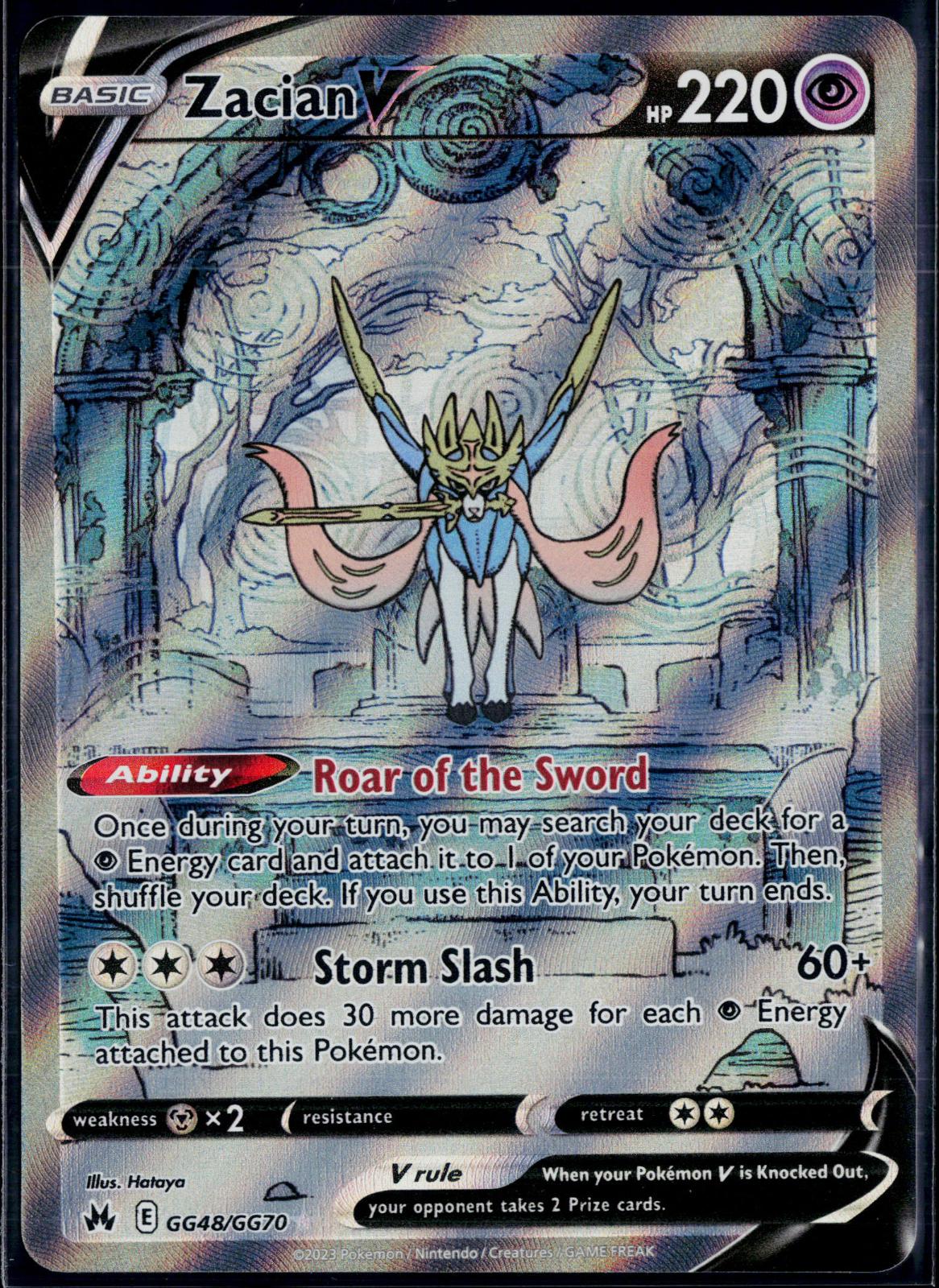 ZACIAN V GG48/GG70 POKEMON CROWN ZENITH GALARIAN GALLERY HOLO V RARE NM
