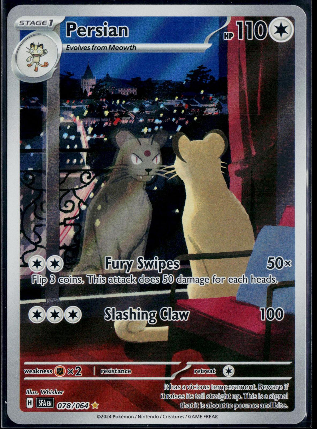 PERSIAN 078/064 POKEMON SHROUDED FABLE ILLUSTRATION RARE NM