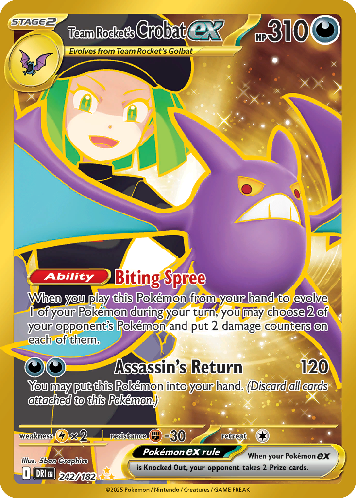 TEAM ROCKET'S CROBAT EX 242/182 🐬 POKEMON DESTINED RIVALS HR ☀️ HOLO NM/M 🌴