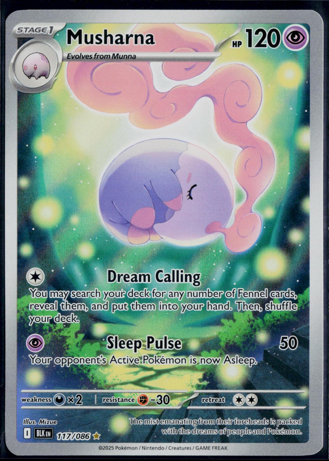 MUSHARNA 117/086 🐬 POKEMON BLACK BOLT HOLO IR ☀️ NM/M 🌴