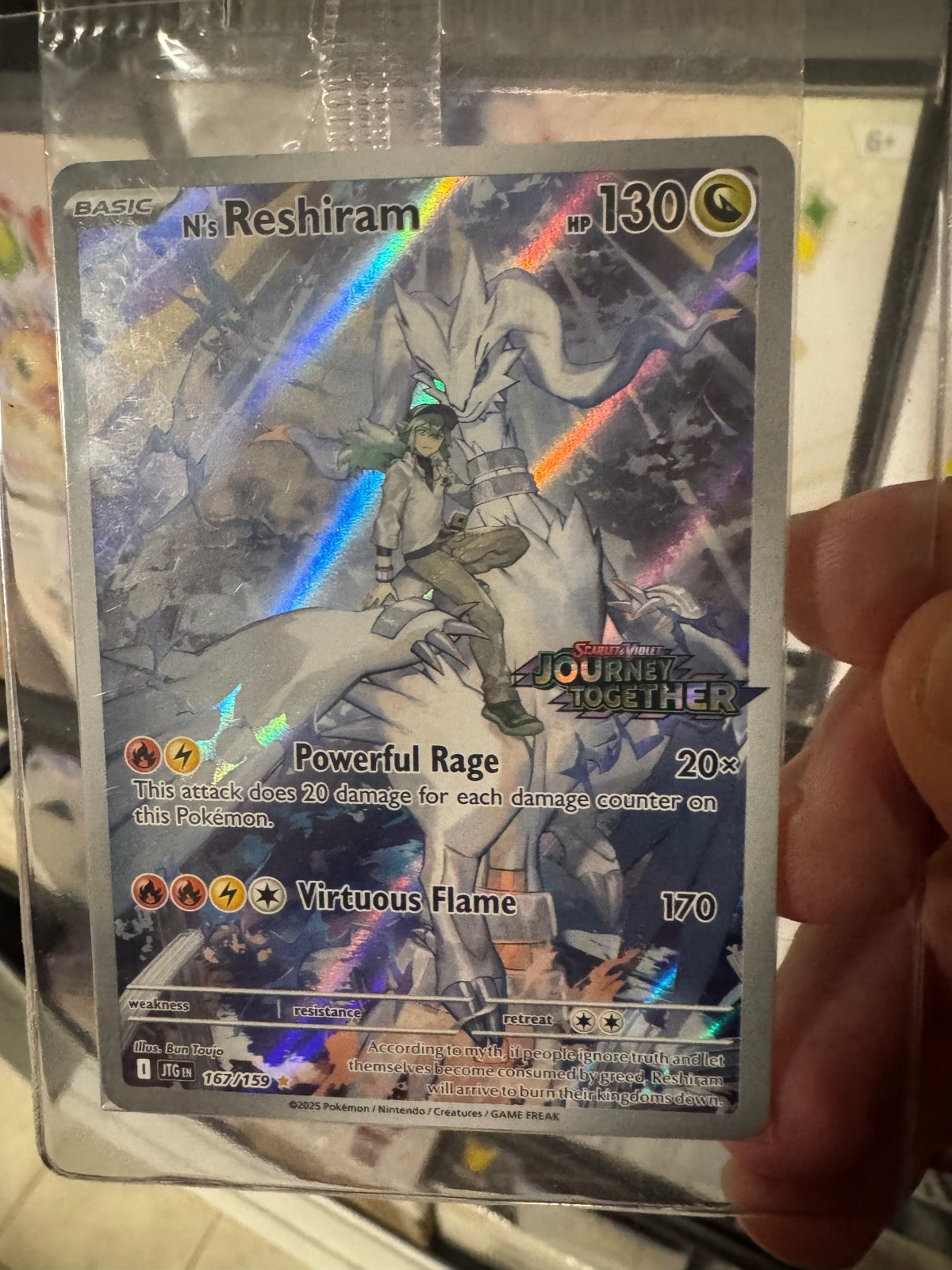 N'S RESHIRAM (JOURNEY TOGETHER STAMPED) 167/159 POKEMON HOLO NM SEALED