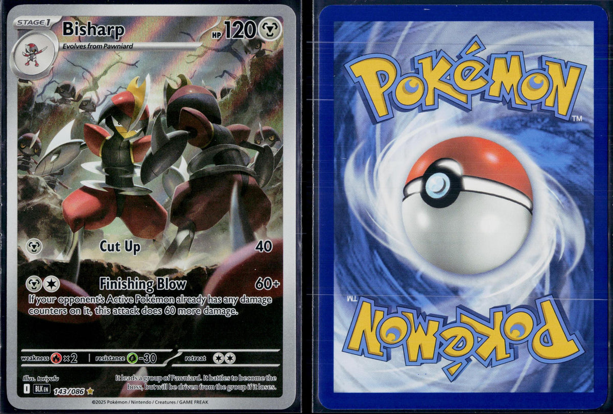 BISHARP 143/086 🐬 POKEMON BLACK BOLT HOLO IR ☀️ NM/M 🌴