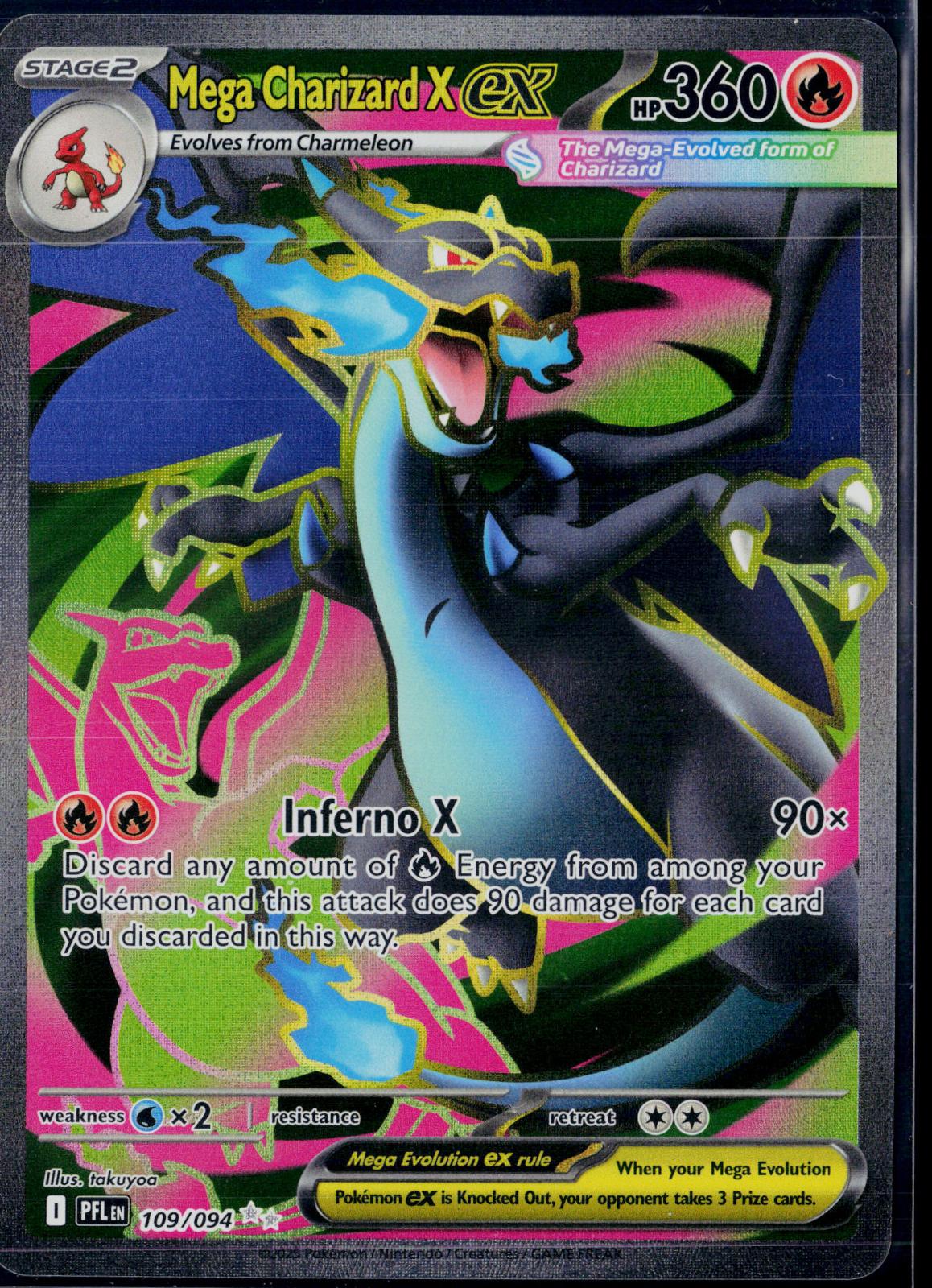 MEGA CHARIZARD X EX 109/094 POKEMON PHANTASMAL FLAMES ULTRA RARE HOLO NM