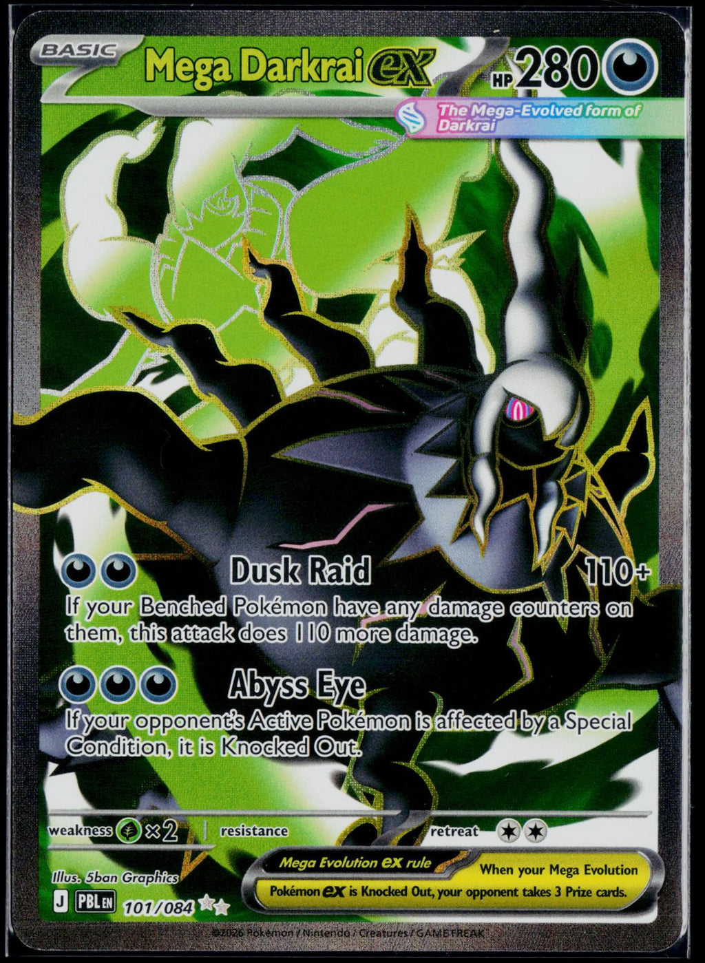 MEGA DARKRAI EX 101/084 POKEMON PITCH BLACK ULTRA RARE HOLO NM