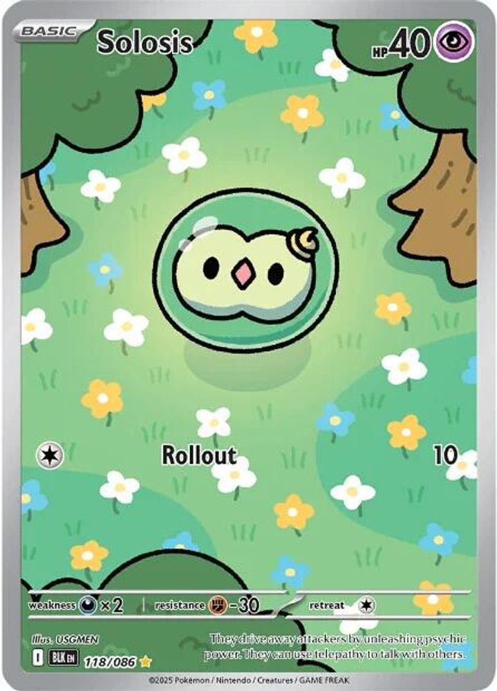 SOLOSIS 118/086 🐬 POKEMON BLACK BOLT HOLO IR ☀️ NM/M 🌴