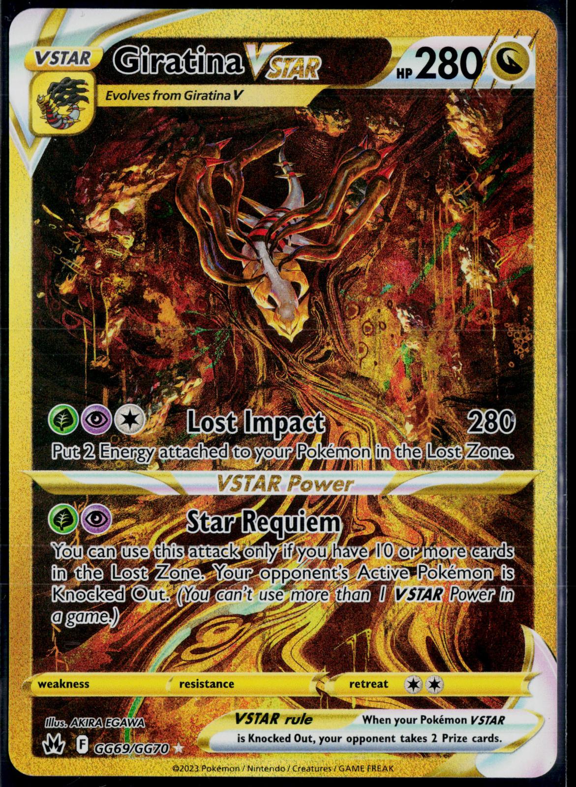 GIRATINA VSTAR GG69/GG70 POKEMON CROWN ZENITH GALARIAN GALLERY SEC HOLO NM