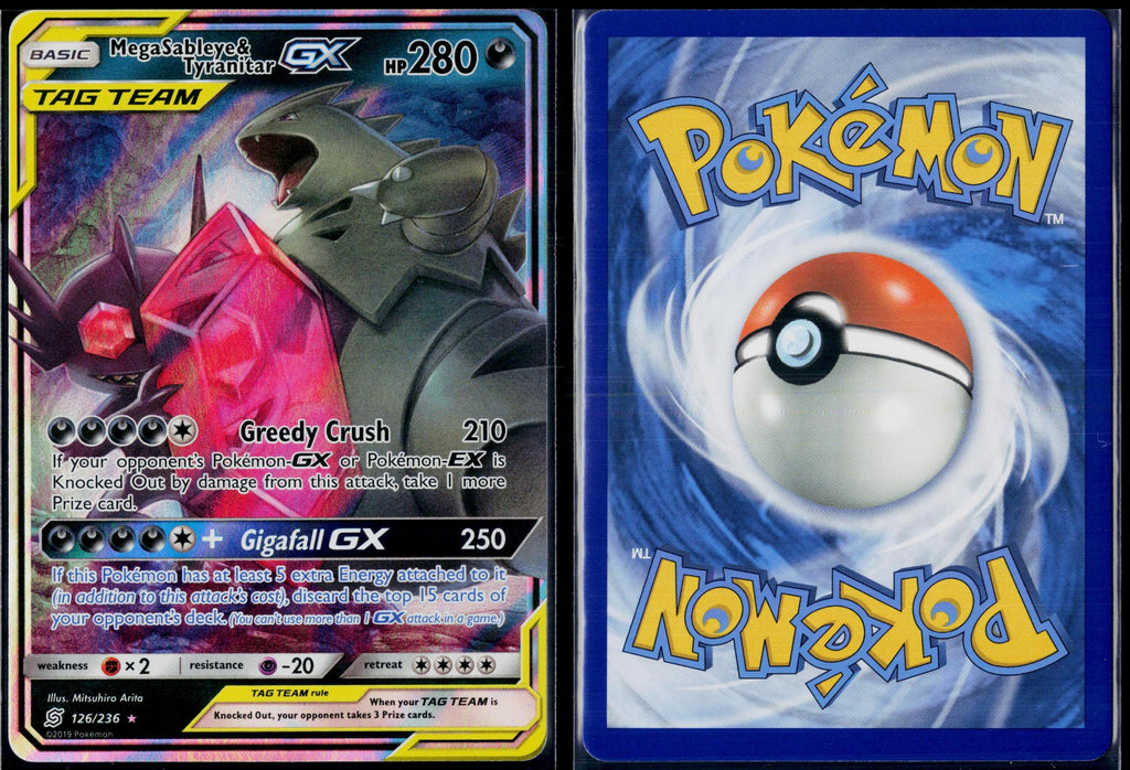 MEGA SABLEYE & TYRANITAR GX 126/236 POKEMON UNIFIED MINDS HOLO GX RARE NM