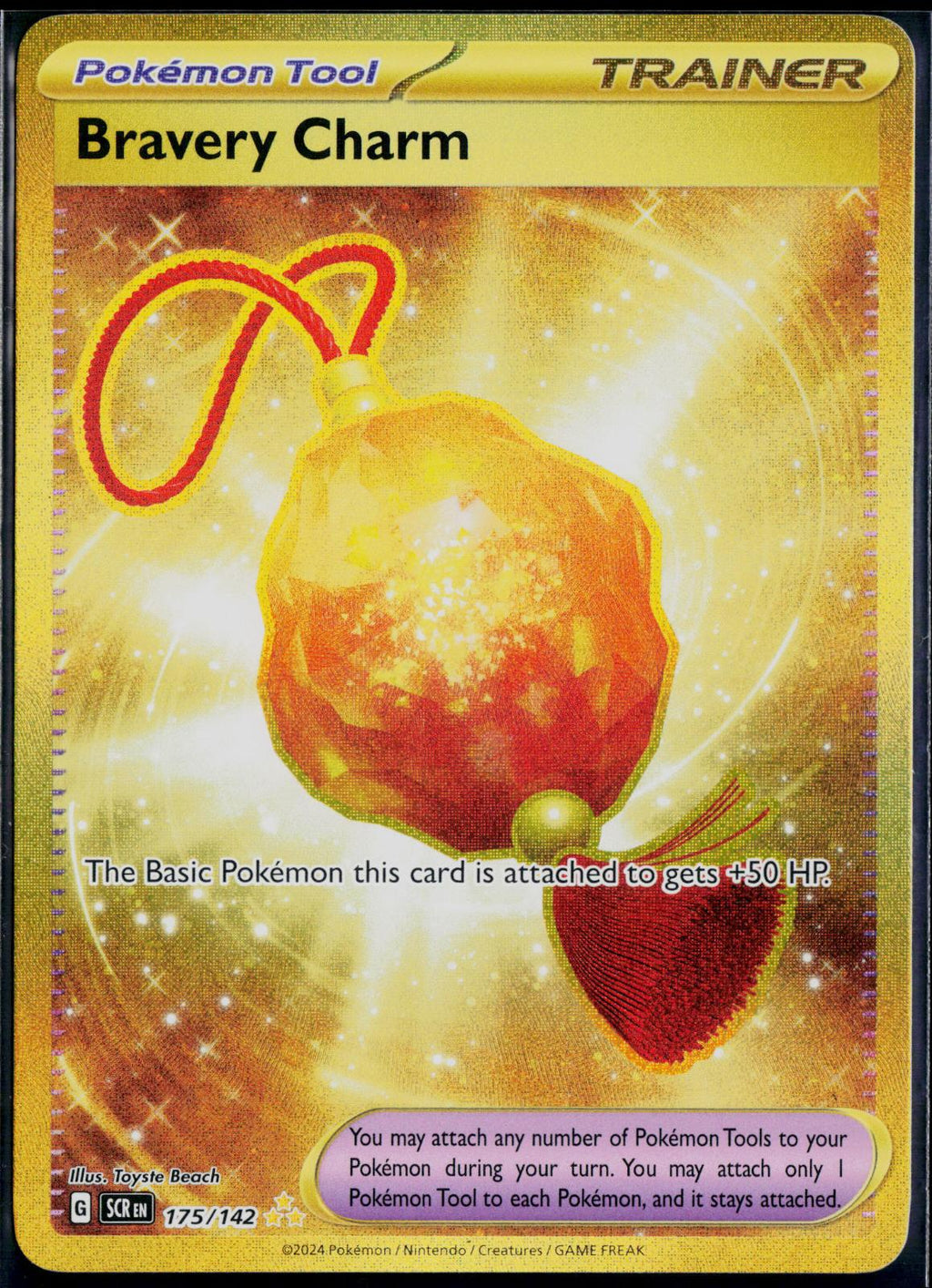 BRAVERY CHARM 175/142 🐬 POKEMON STELLAR CROWN HR ☀️ HOLO NM/M 🌴
