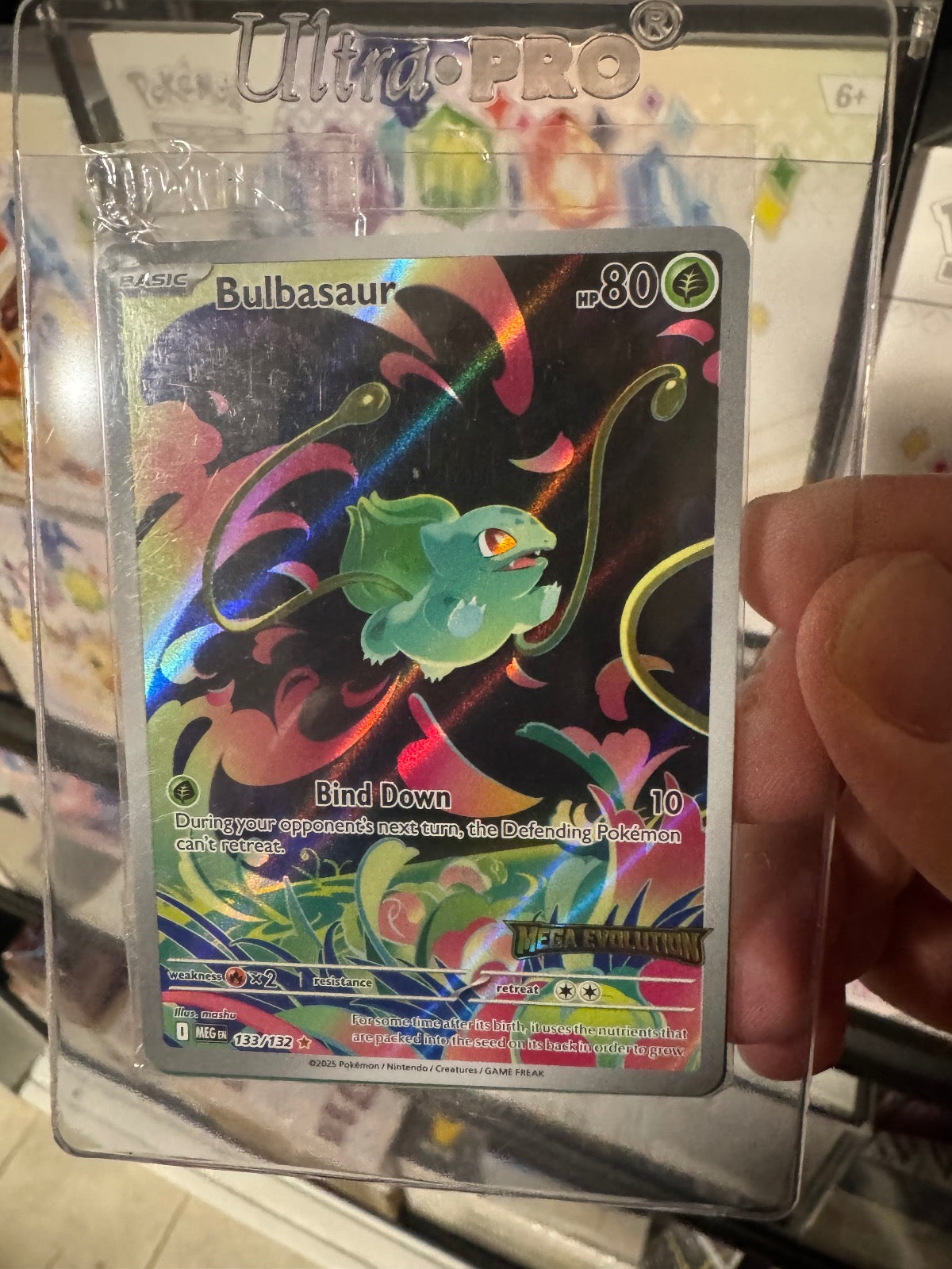 BULBASAUR (MEGA EVOLUTION STAMPED) 133/132 POKEMON HOLO NM SEALED