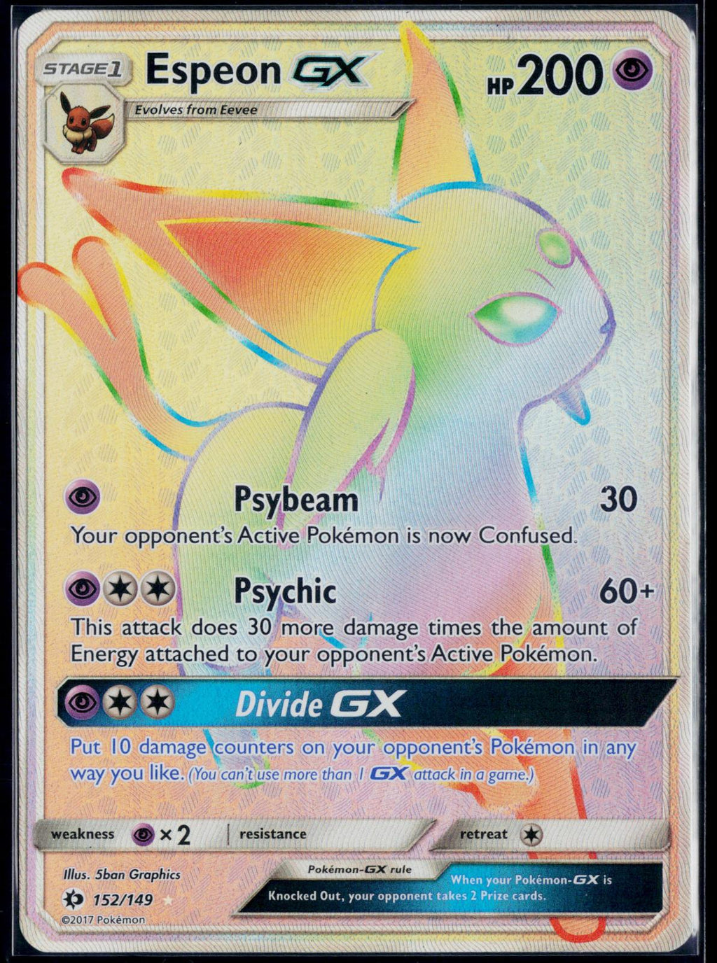 ESPEON GX (SECRET) 152/149 POKEMON SM BASE SET HOLO SEC LP-