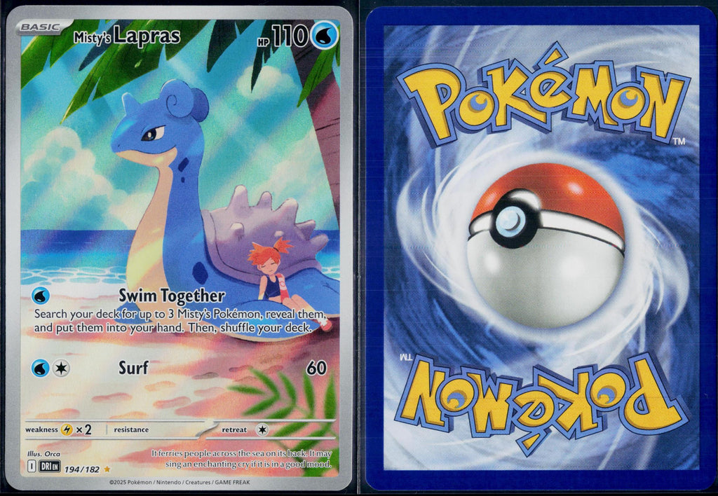 MISTY'S LAPRAS 194/182 🐬 POKEMON DESTINED RIVALS IR ☀️ HOLO NM/M 🌴