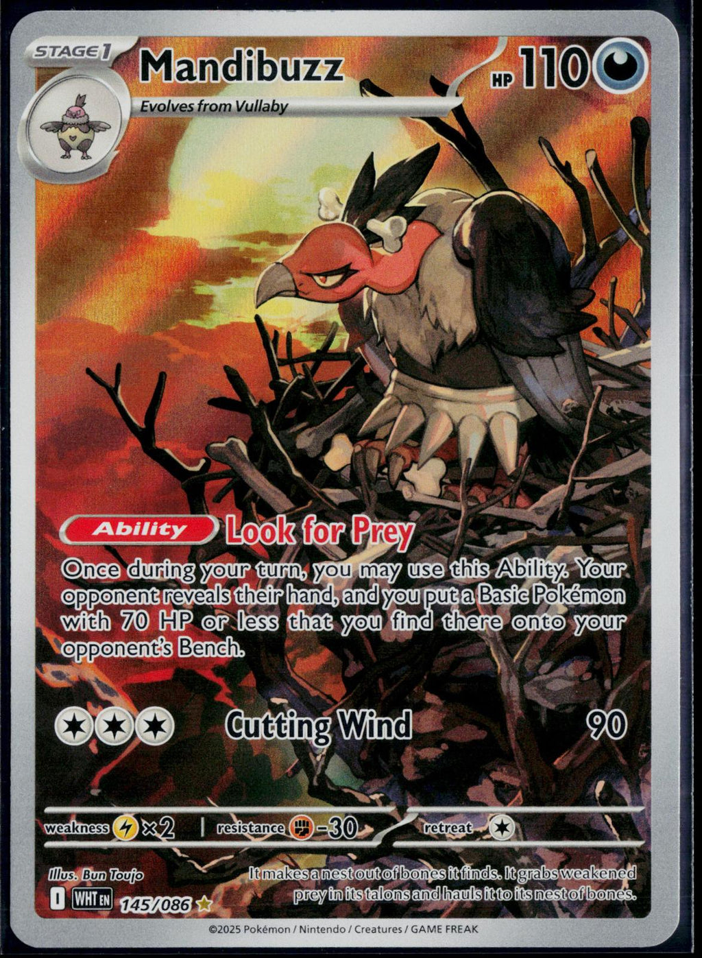 MANDIBUZZ 145/086 🐬 POKEMON WHITE FLARE HOLO IR ☀️ NM/M 🌴