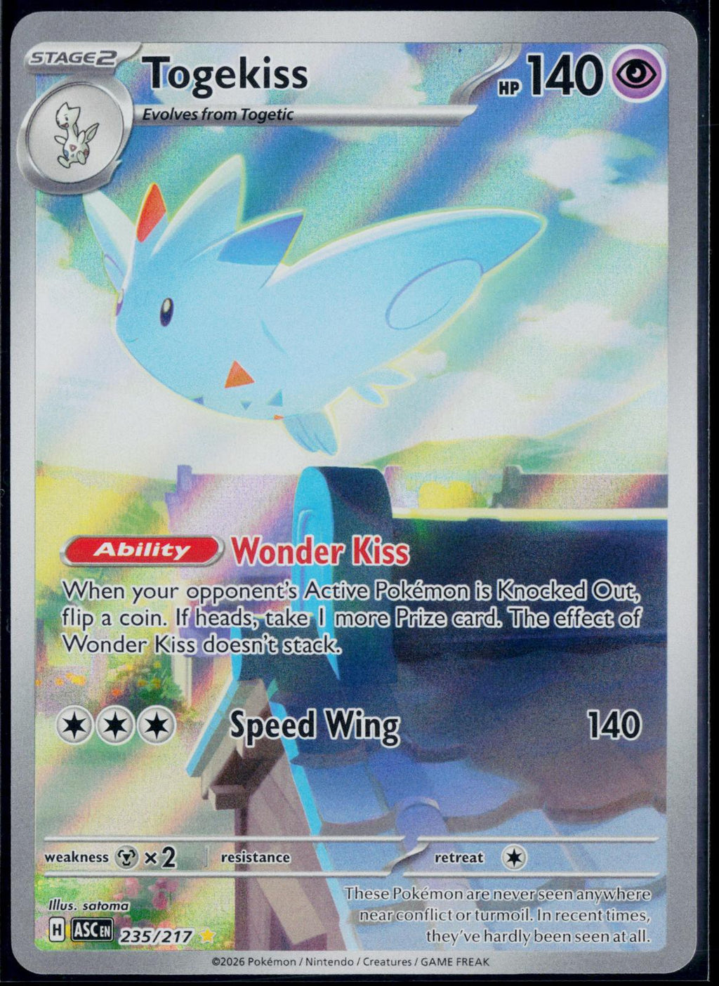 TOGEKISS 235/217 POKEMON ASCENDED HEROES ILLUSTRATION RARE NM