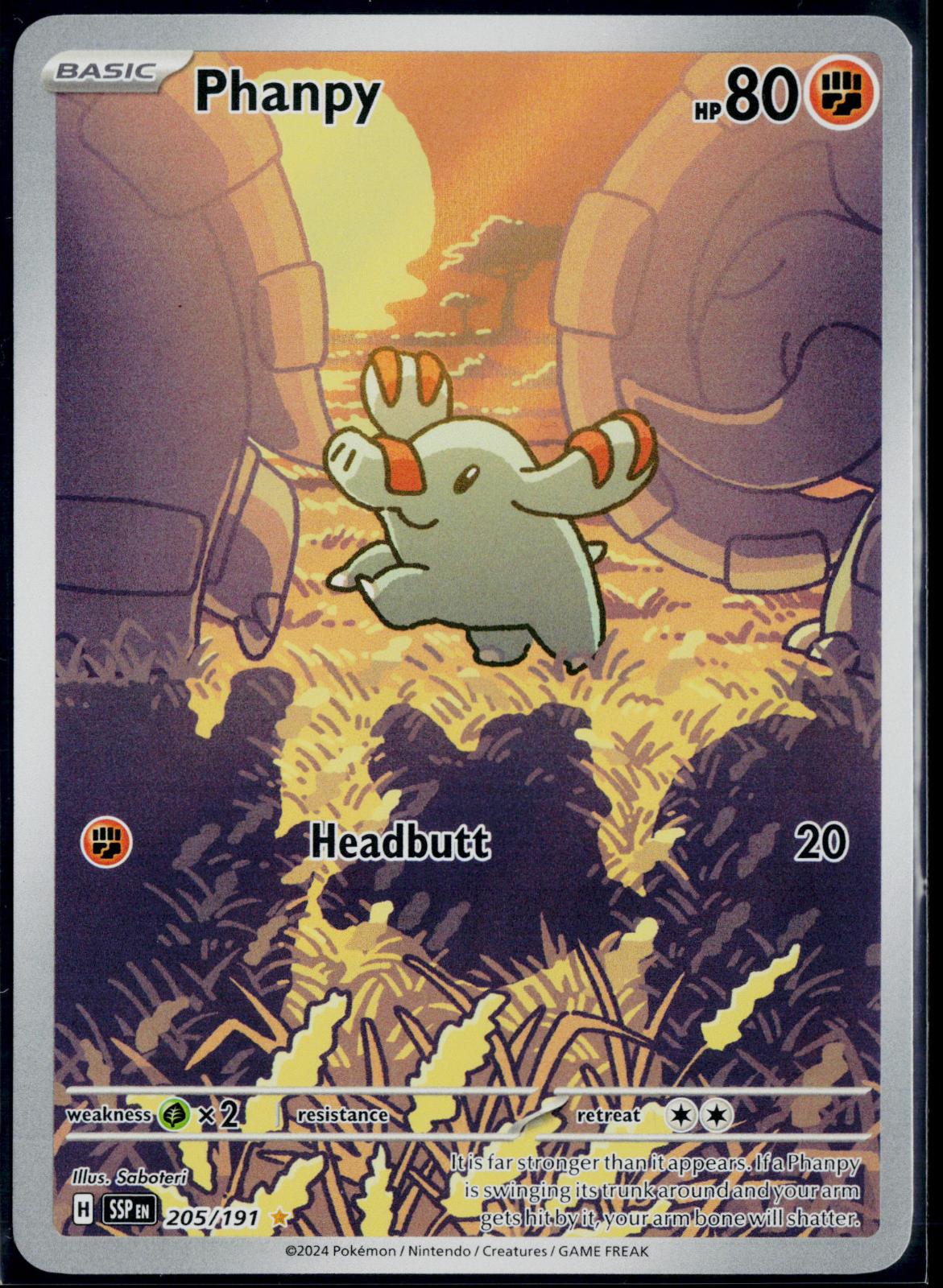 PHANPY 205/191 POKEMON SURGING SPARKS ILLUSTRATION RARE NM