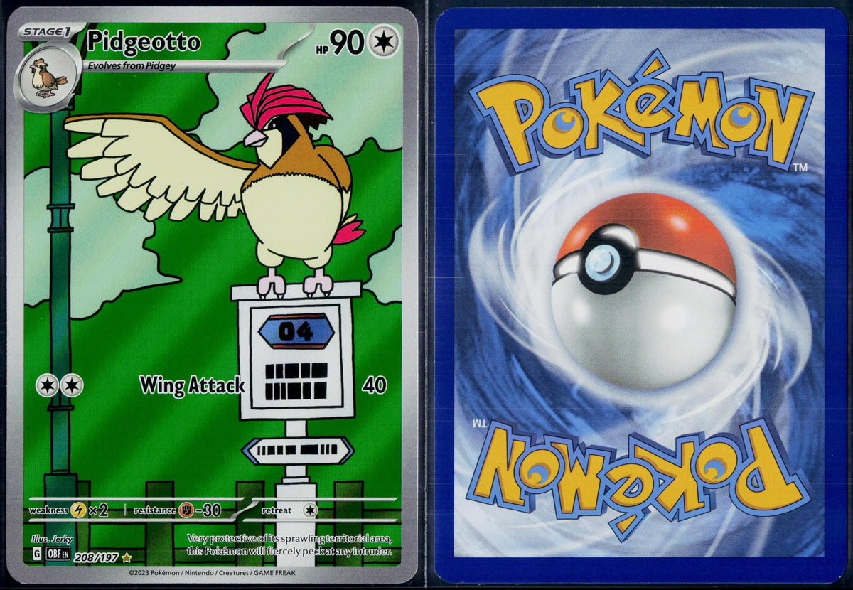 PIDGEOTTO 208/197 🐬 POKEMON OBSIDIAN FLAMES IR ☀️ HOLO NM/M 🌴