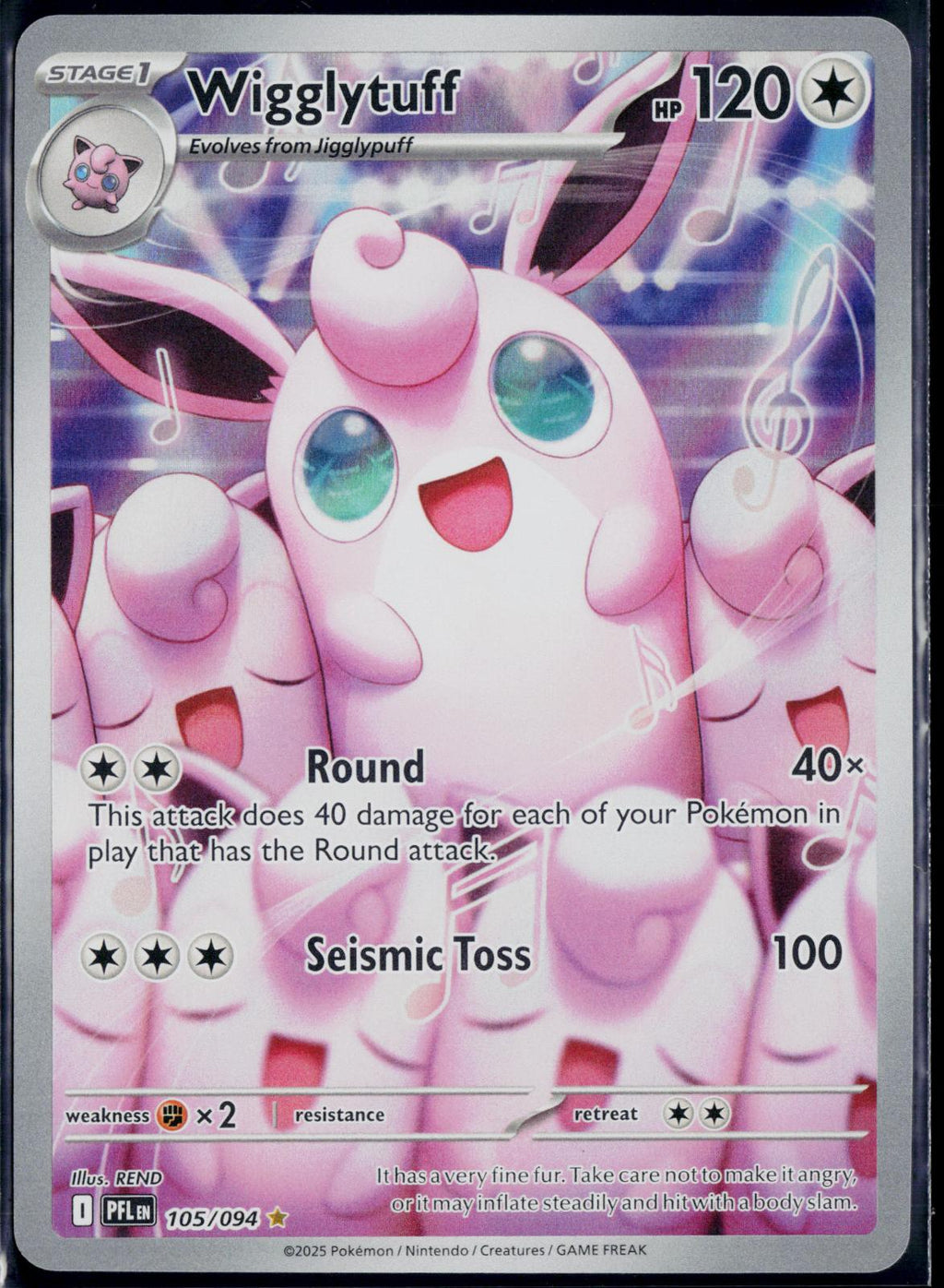 WIGGLYTUFF 105/094 🐬 POKEMON PHANTASMAL FLAMES IR ☀️ HOLO NM/M 🌴
