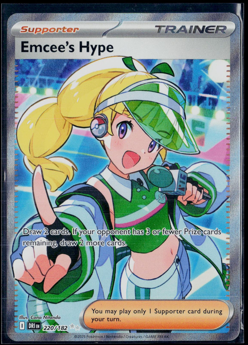 EMCEE'S HYPE 220/182 POKEMON DESTINED RIVALS ULTRA RARE HOLO NM
