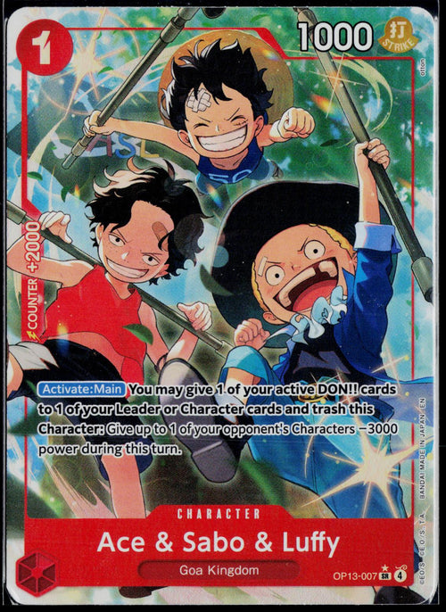 ACE & SABO & LUFFY (ALTERNATE ART) OP13-007 ONE PIECE FOIL NM