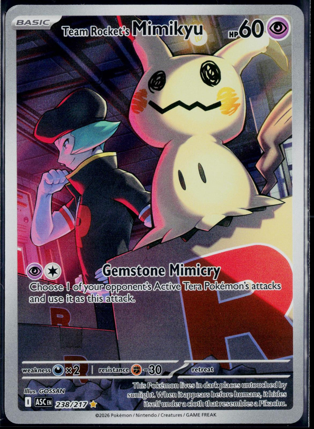 TEAM ROCKET'S MIMIKYU 238/217 🐬 POKEMON ASCENDED HEROES IR ☀️ HOLO NM/M 🌴