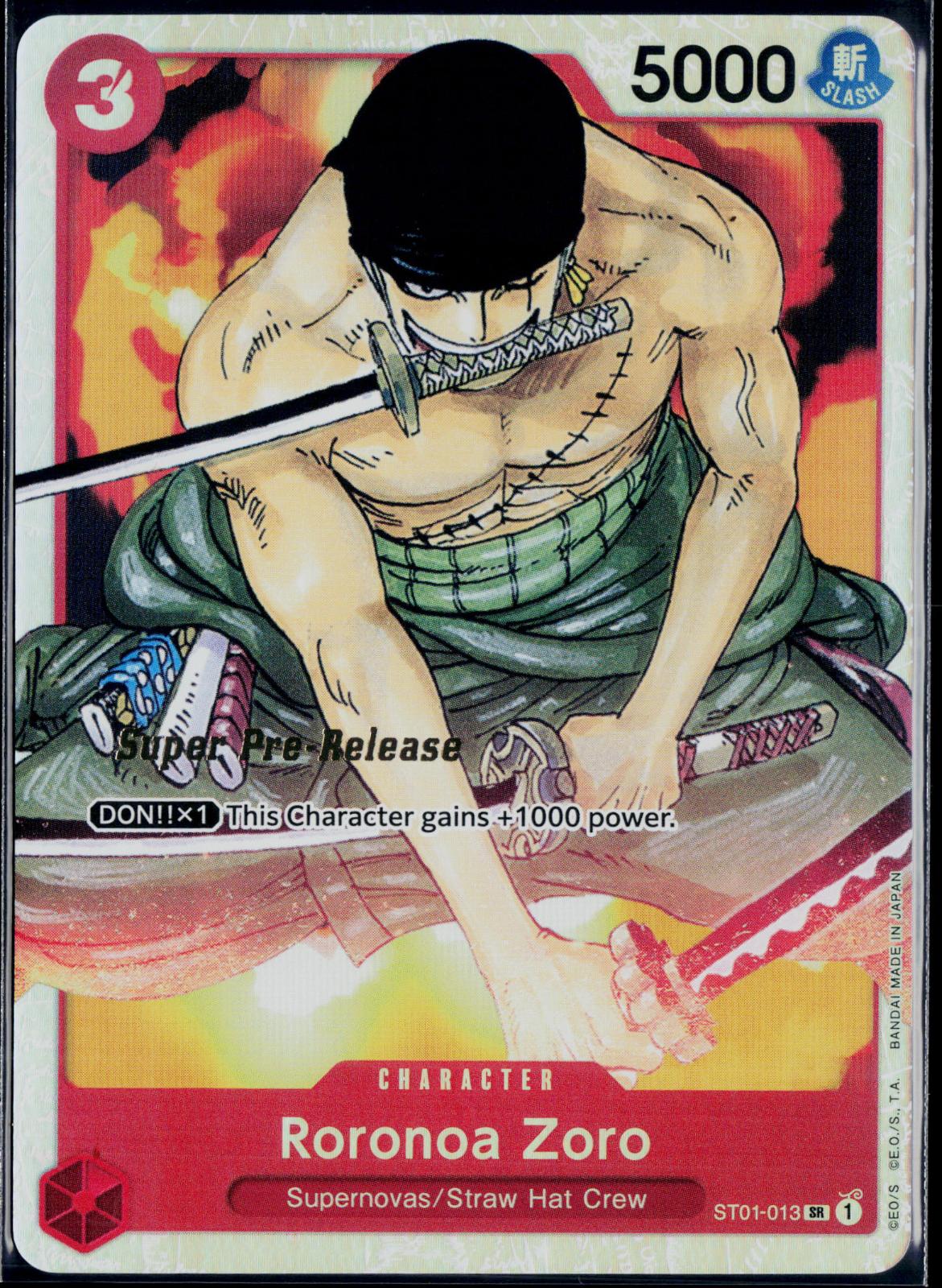 RORONOA ZORO ST01-013 ONE PIECE SUPER PRE-RELEASE NM