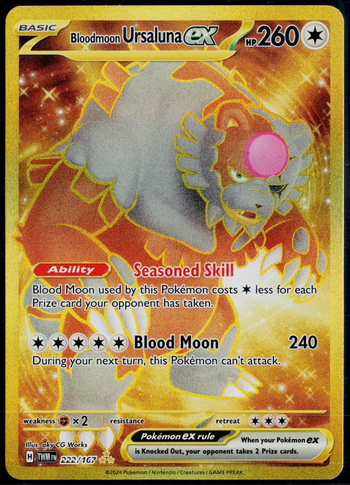 BLOODMOON URSALUNA EX 222/167 POKEMON TWILIGHT MASQUERADE HYPER RARE NM