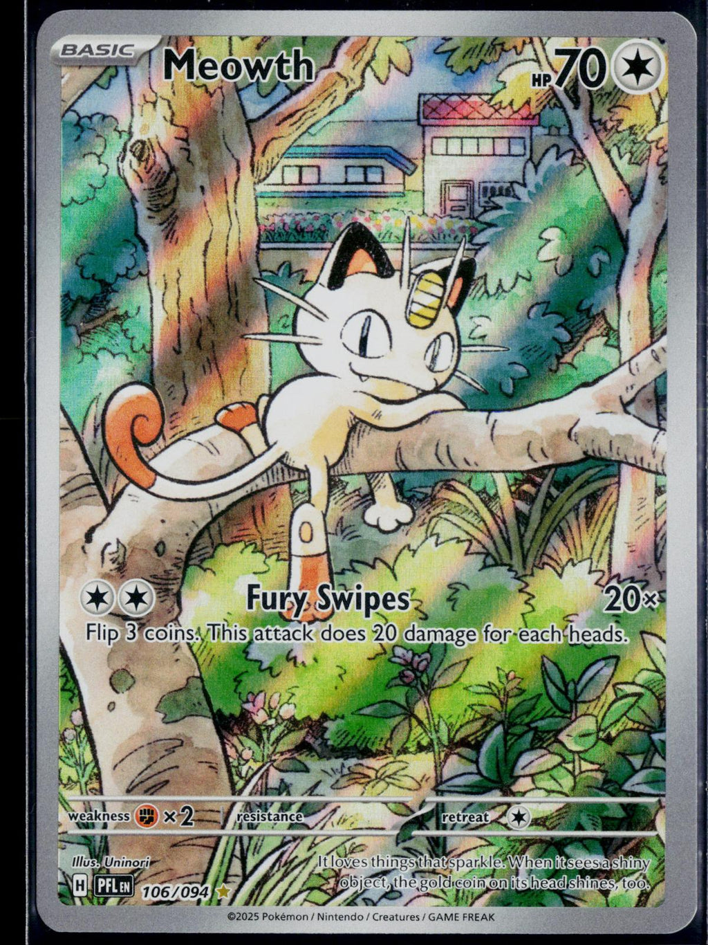 MEOWTH 106/094 🐬 POKEMON PHANTASMAL FLAMES IR ☀️ HOLO NM/M 🌴