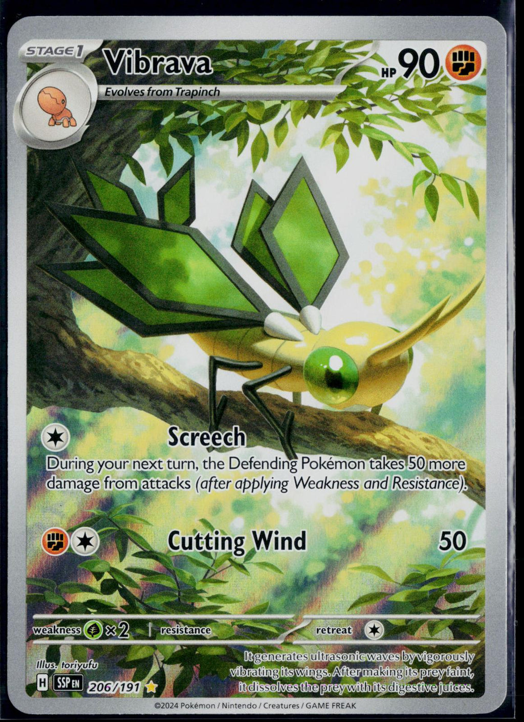 VIBRAVA 206/191 POKEMON SURGING SPARKS ILLUSTRATION RARE NM