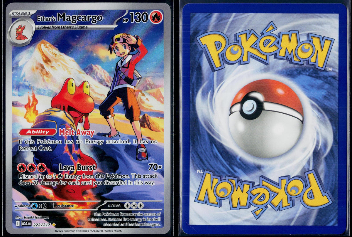 ETHAN'S MAGCARGO 222/217 🐬 POKEMON ASCENDED HEROES IR ☀️ HOLO NM/M 🌴