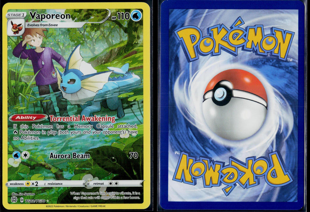 VAPOREON TG02/TG30 POKEMON BRILLIANT STARS TRAINER GALLERY HOLO NM