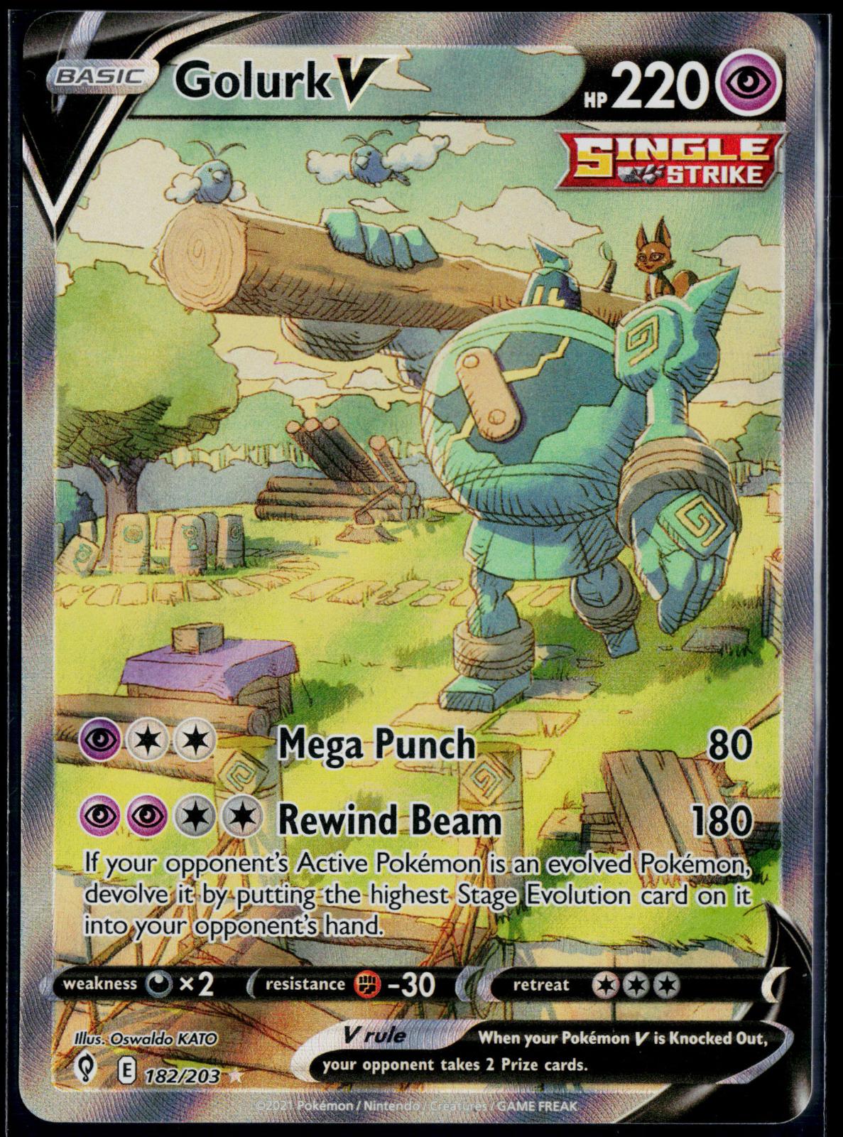 GOLURK V 182/203 POKEMON EVOLVING SKIES ULTRA RARE HOLO NM