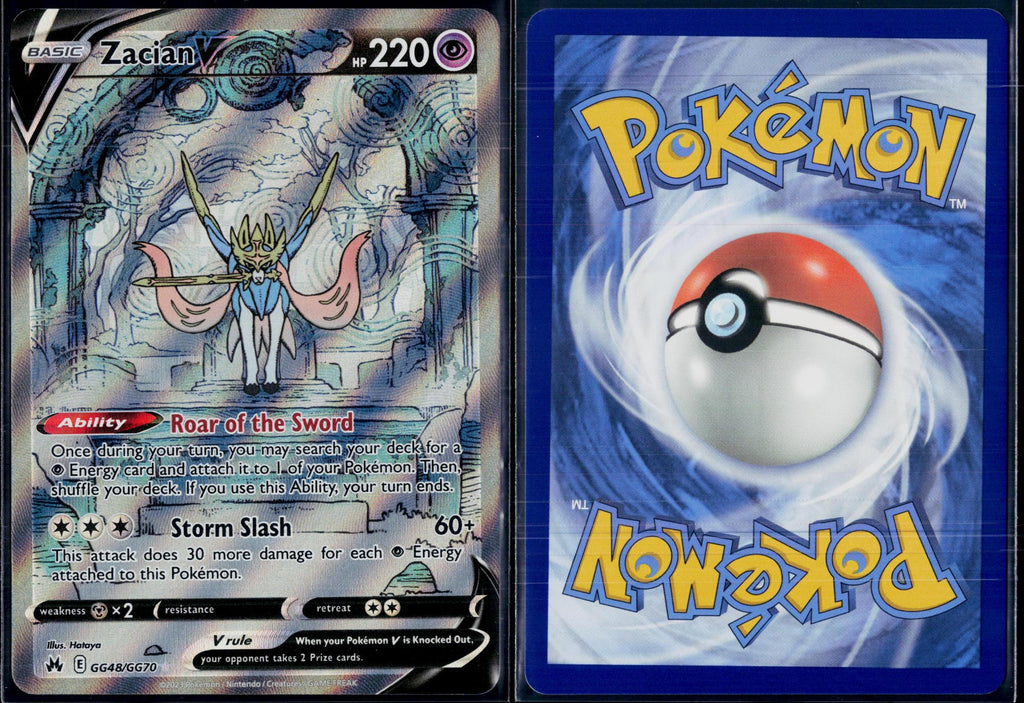 ZACIAN V GG48/GG70 POKEMON CROWN ZENITH GALARIAN GALLERY HOLO V RARE NM