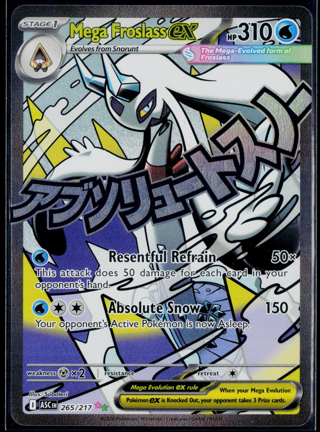 MEGA FROSLASS EX 265/217 POKEMON ASCENDED HEROES MEGA ATTACK RARE NM
