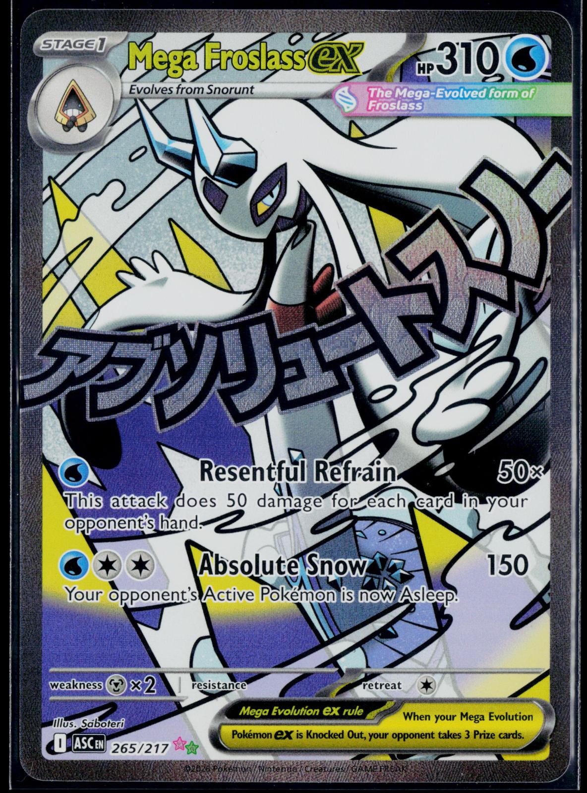 MEGA FROSLASS EX 265/217 POKEMON ASCENDED HEROES MEGA ATTACK RARE NM
