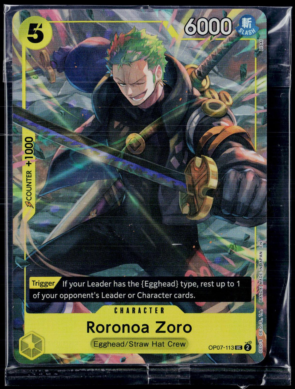 RORONOA ZORO OP07-113 SEALED (ILLUSTRATION BOX VOL.3) ONE PIECE FOIL NM