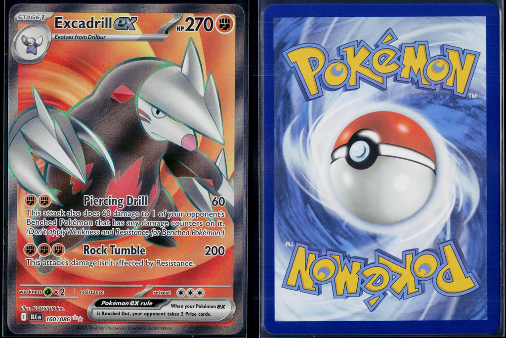EXCADRILL EX 160/086 POKEMON BLACK BOLT HOLO ULTRA RARE NM