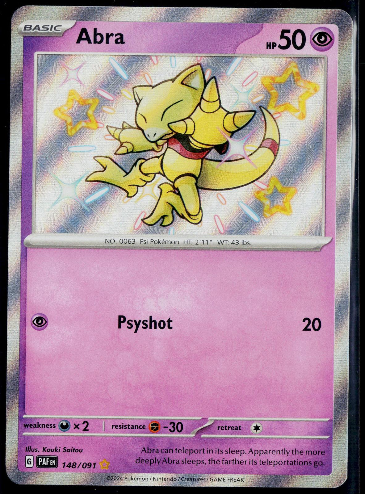 ABRA 148/091 POKEMON PALDEAN FATES SHINY RARE NM