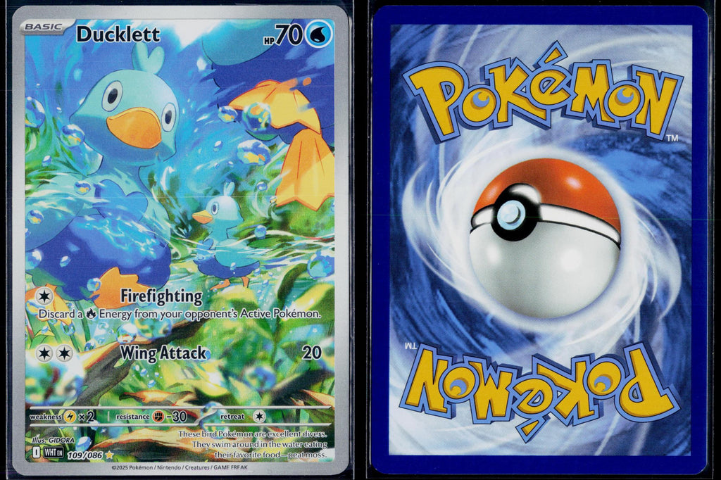 DUCKLETT 109/086 POKEMON WHITE FLARE ILLUSTRATION RARE HOLO NM