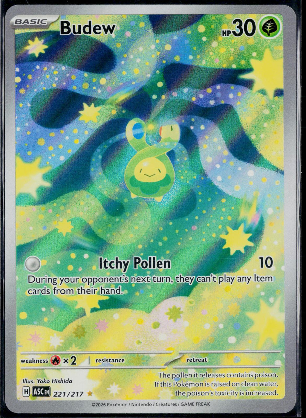 BUDEW 221/217 POKEMON ASCENDED HEROES ILLUSTRATION RARE HOLO NM