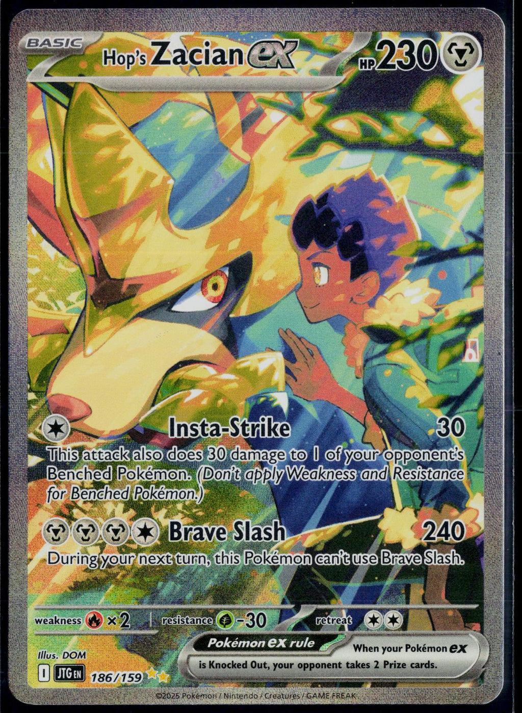 HOP'S ZACIAN EX 186/159 POKEMON JOURNEY TOGETHER HOLO NM