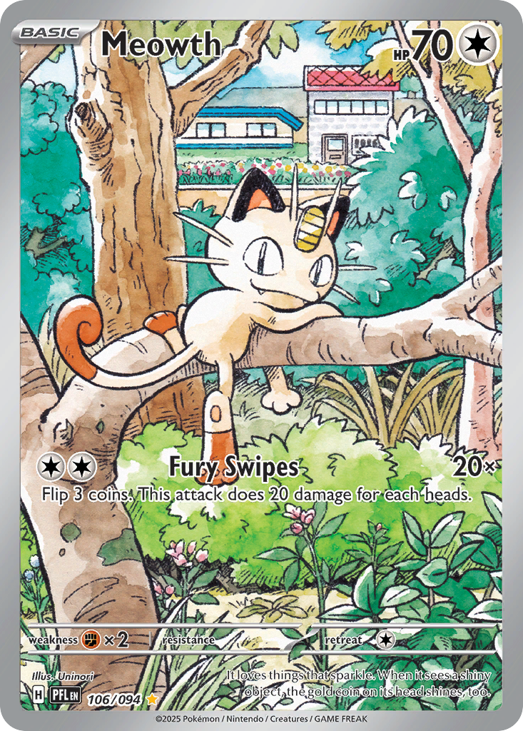 MEOWTH 106/094 🐬 POKEMON PHANTASMAL FLAMES IR ☀️ HOLO NM/M 🌴