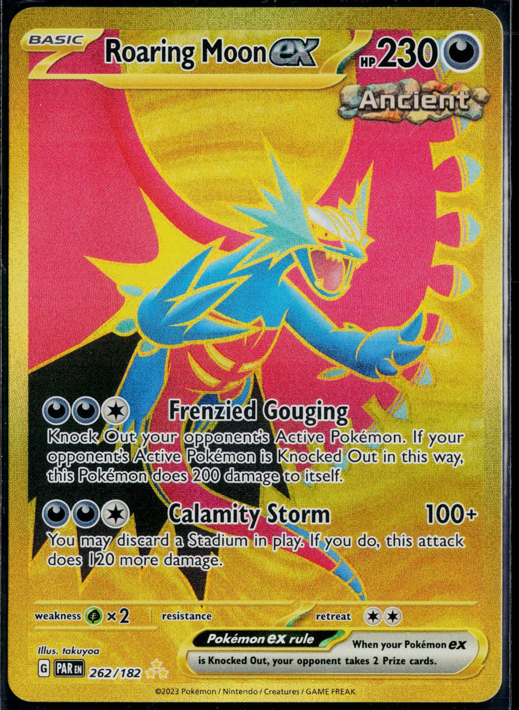 ROARING MOON EX 262/182 POKEMON PARADOX RIFT HYPER RARE HOLO NM
